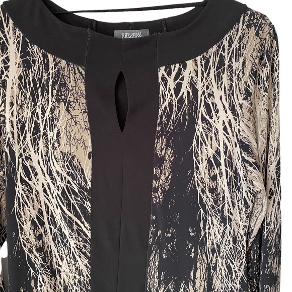 Kenneth Cole Reaction size Small long sleeve tunic keyhole neck top blouse - Picture 2 of 9